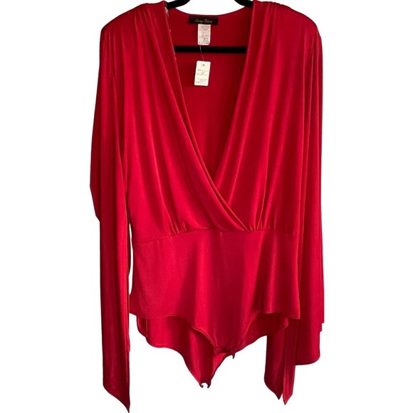 Sexy Diva Tops - NWT Sexy Diva Womens Draped Bodysuit Red Plus Size 1X Made in USA